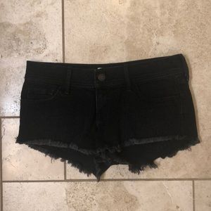 Black denim shorts